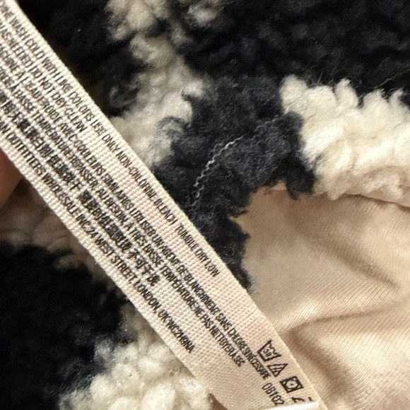 FREE PEOPLE FP MOVEMENT Hit The Slopes Printed Fleece Jacket Black White Checker - Picture 10 of 16